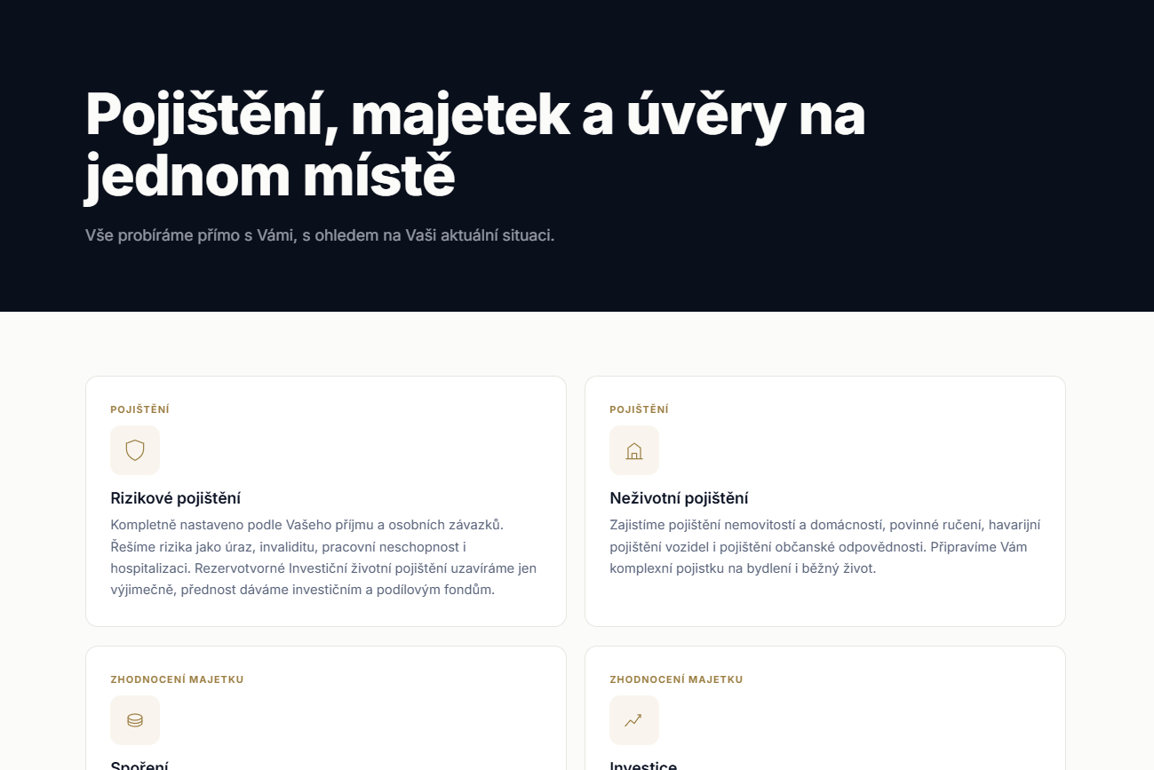 Medek Finance website after the rebuild by Cortey Agency